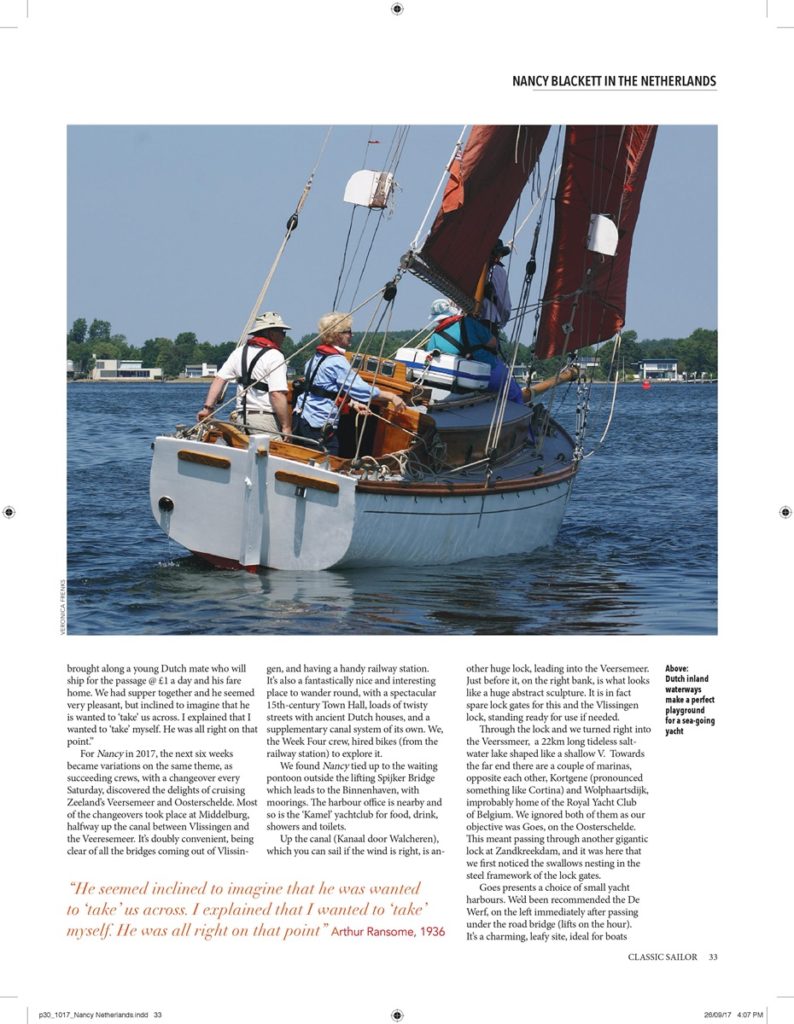 004 Nancy Blackett in Zeeland, Classic Sailor Oct-Nov 2017, Peter Willis