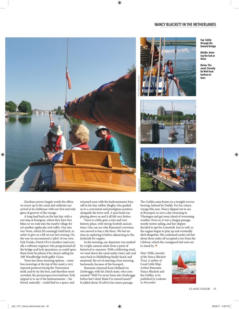 006 Nancy Blackett in Zeeland, Classic Sailor Oct-Nov 2017, Peter Willis