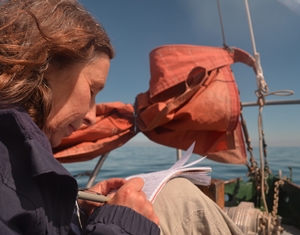 Julia Jones writing on Peter Duck, while sailing to Ostend in the summer of 2012