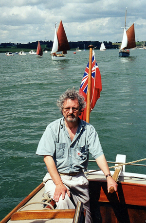 Peter Willis sailing Nancy Blackett on the Orwell in 1997.