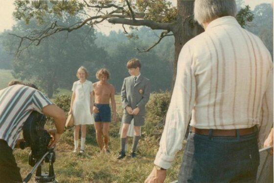 Sophie Neville, Claude Whatham and Simon West with Richard Pilbrow, right - photo: Daphne Neville.