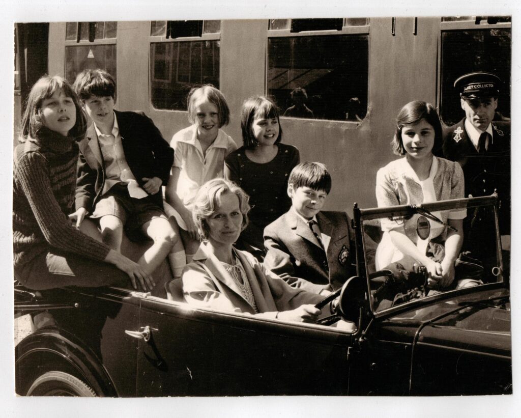 A publicity shot featuring Virginia McKenna, with Kit Seymour, Steven Grendon, Sophie Neville, Lesley Bennett, Simon West and Suzanna Hamilton, taken on the first day of filming and published in the Guardian and other newspapers.